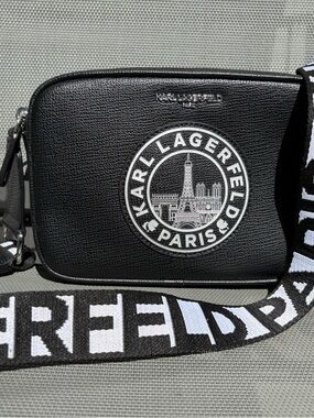 Karl Lagerfeld Black and White Logo Camera Bag
